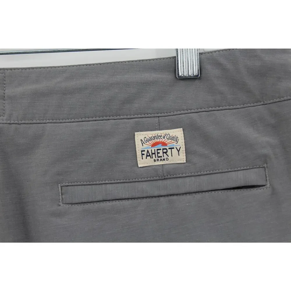 Faherty All Day Shorts Mens 35 Gray Flat Front Stretch Performance 9